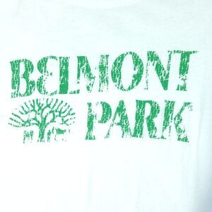 Belmont Park TShirt Womens White Green Size 2XL Logo Horse Racing